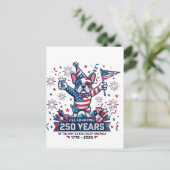 アメリカ生誕250周年Frenchieお祝い ポストカード (スタンド正面)