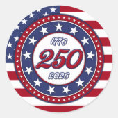 アメリカ生誕250年とアメリカ国旗 ラウンドシール (正面)