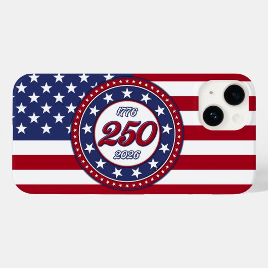 アメリカ生誕250年とアメリカ国旗 Case-Mate iPhoneケース (裏面 (横))