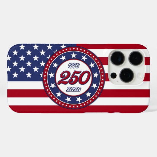 アメリカ生誕250年とアメリカ国旗 Case-Mate iPhoneケース (裏面 (横))