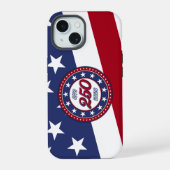 アメリカ生誕250年とアメリカ国旗 iPhone 15ケース (裏面)