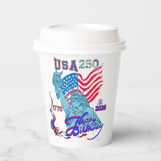アメリカ生誕250年トーチを掲げろ 紙コップ (正面)