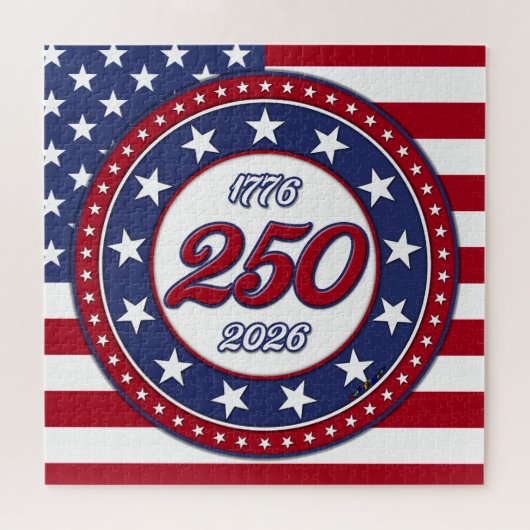 アメリカ生誕250年記念とアメリカ国旗 ジグソーパズル (横)