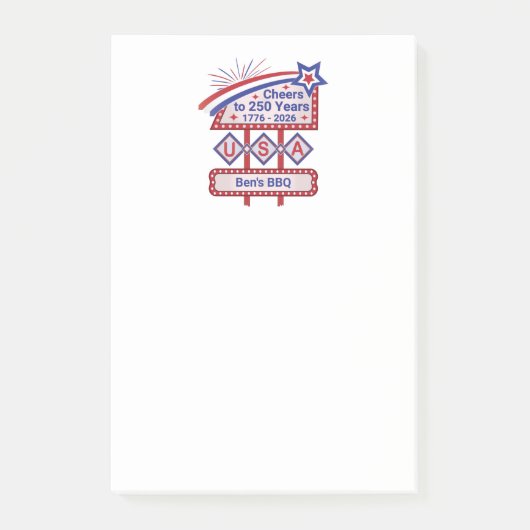 アメリカ生誕250年記念パーソナライズデザイン レトロマーキー ポストイット (正面)