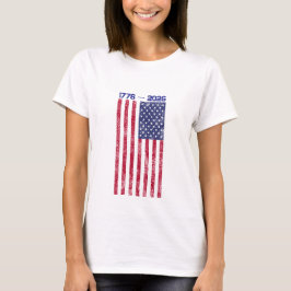 アメリカ生誕250年記念フラッグデザインのウィメンズTシャツ #5 Tシャツ