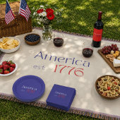 アメリカ生誕250年記念 1776年 タイポグラフィ ブルー ペーパープレート