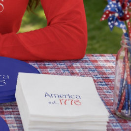 アメリカ生誕250年記念 1776年 タイポグラフィ ホワイト スタンダードランチョンナプキン