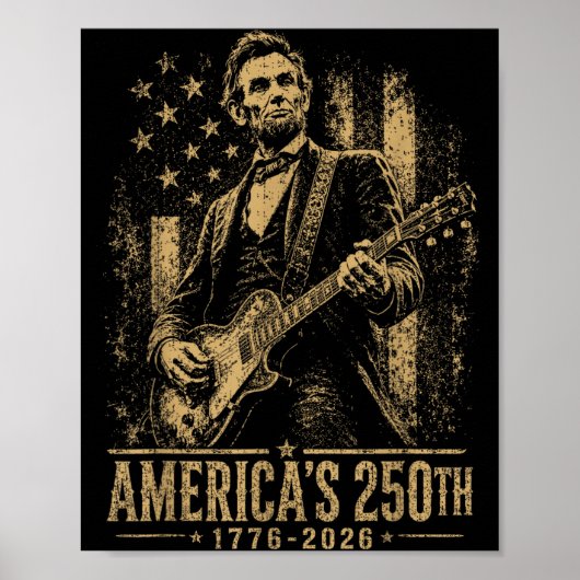 アメリカ生誕250年 アブラハム・リンカーン ギター ポスター (正面)