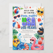 アメリカ生誕250年 夏のプールパーティー 7月4日 招待状 (正面)
