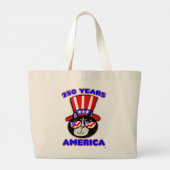 アメリカ生誕250年 誕生日 愛国 猫 7月4日 ラージトートバッグ (裏面)
