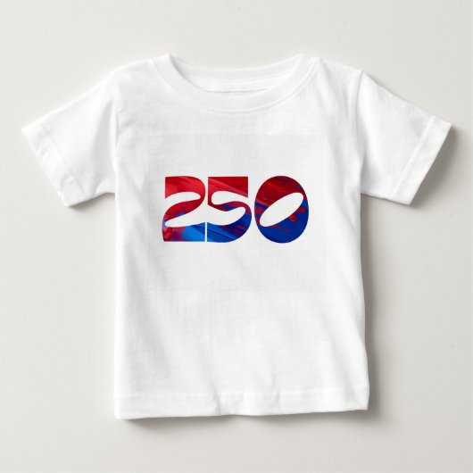 アメリカ生誕250年 赤白ストライプ 青い星 ベビーTシャツ (正面)