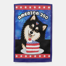 アメリカ生誕250年 黒とタンカラーのラップフント ガーデンフラッグ