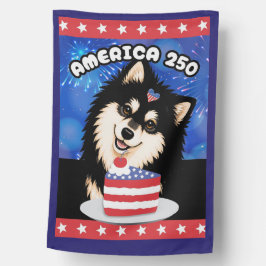 アメリカ生誕250年 黒とタンカラーのラップフント ハウスフラッグ