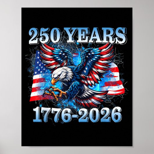 アメリカ生誕250年 1776-2026 イーグル アメリカ国旗 少年 ポスター (正面)