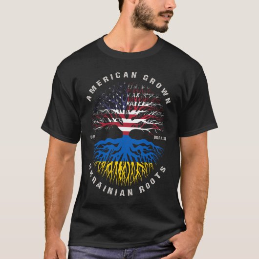 アメリカ産ウクライナルーツウクライナ国旗 Tシャツ (正面)