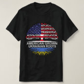 アメリカ産ウクライナルーツウクライナ国旗 Tシャツ (デザイン正面)