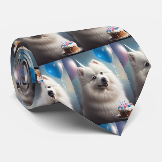 アメリカ産エスキモー犬の風船の誕生日 ネクタイ (ロール)