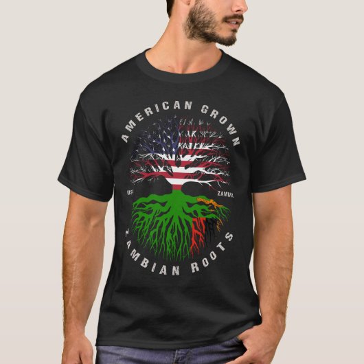 アメリカ産ザンビアンルーツザンビア国旗 Tシャツ (正面)