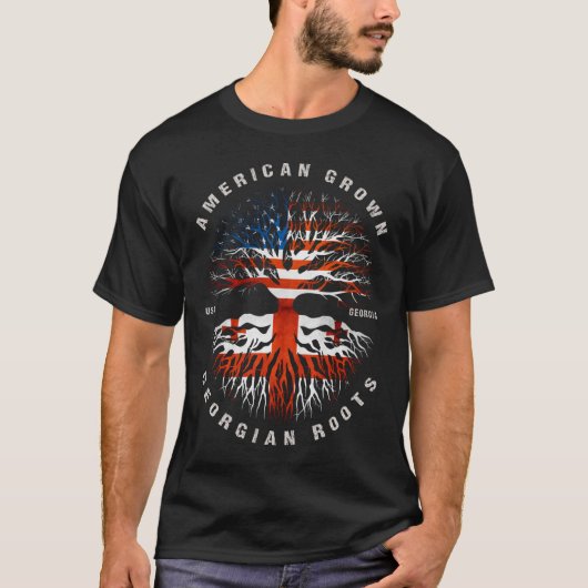 アメリカ産ジョージア州根ジョージア州旗 Tシャツ (正面)
