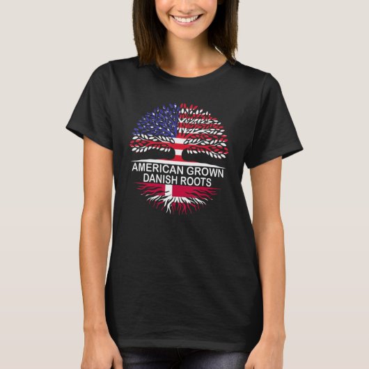 アメリカ産デンマーク産ルーツDanemark国旗の女性M Tシャツ (正面)