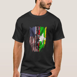 アメリカ産ビルマ産ルーツUSAミャンマー国旗 Tシャツ