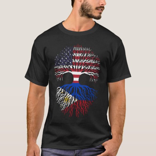 アメリカ産フィリピンのルーツフィリピン国旗 Tシャツ (正面)