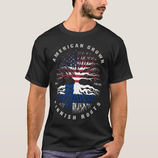 アメリカ産フィンランド産ルーツフィンランド国旗 Tシャツ (正面)