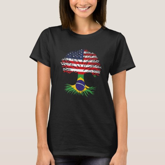 アメリカ産ブラジル産ルーツアメリカ国旗Br Tシャツ (正面)