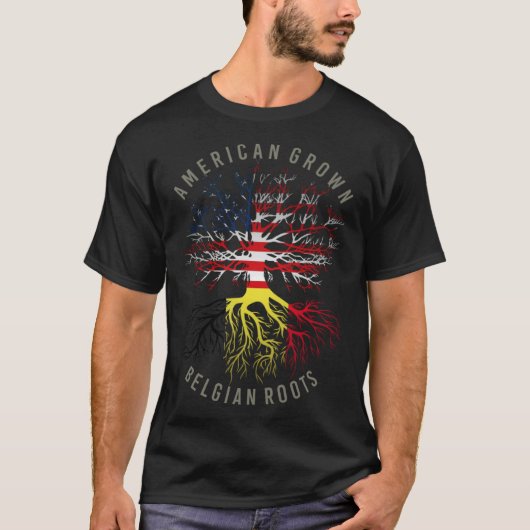 アメリカ産ベルギールーツUSAベルギー国旗Heri Tシャツ (正面)