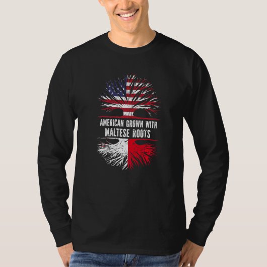 アメリカ産マルチーズルーツ米国国旗マルタ Tシャツ (正面)