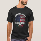 アメリカ産メキシコ産ルーツUSAメキシコ国旗Herit Tシャツ (正面)