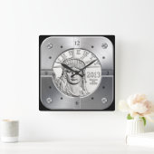 アメリカ白金ワシ~リバティヘッド&クラウン スクエア壁時計 (ホーム)