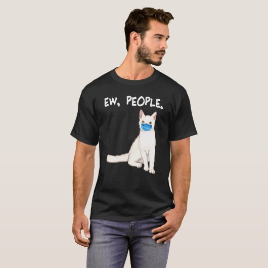 アメリカ硬い毛Ew people Cat顔・マスク Tシャツ (正面フル)