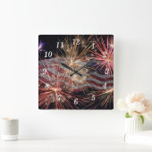 アメリカ祝ウォールクロック スクエア壁時計 (ホーム)