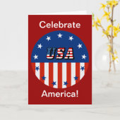 アメリカ祝サークルアメリカ国旗の星とストライプ カード (黄色い花)