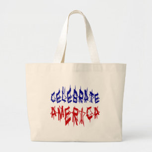 アメリカ祝国旗のフォント#2 ラージトートバッグ