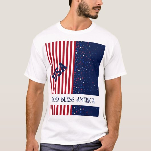 アメリカ神はアメリカの愛国心を祝福7月の男性の4日 Tシャツ (正面)
