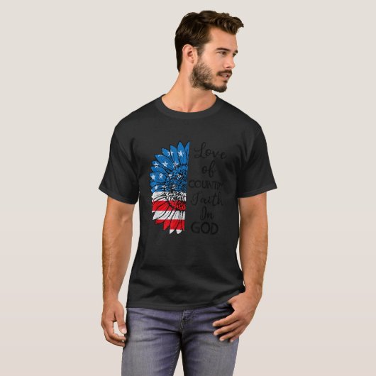 アメリカ神への愛国的なキリスト教愛の国の信仰 Tシャツ (正面フル)