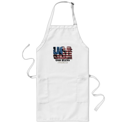 アメリカ神よアメリカを祝福してください ロングエプロン (正面)