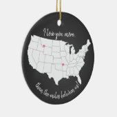 アメリカ私は私たちの間のマイル以上にあなたを愛 セラミックオーナメント (右)