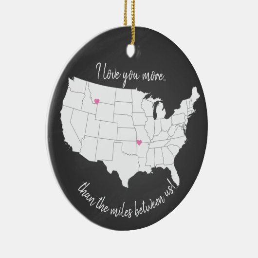アメリカ私は私たちの間のマイル以上にあなたを愛 セラミックオーナメント (右)