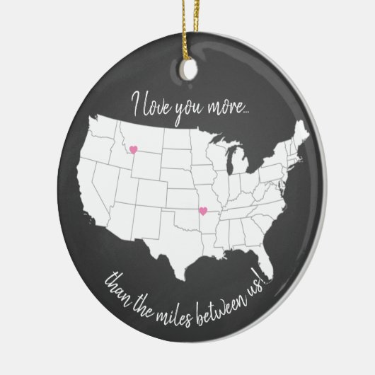 アメリカ私は私たちの間のマイル以上にあなたを愛 セラミックオーナメント (左)