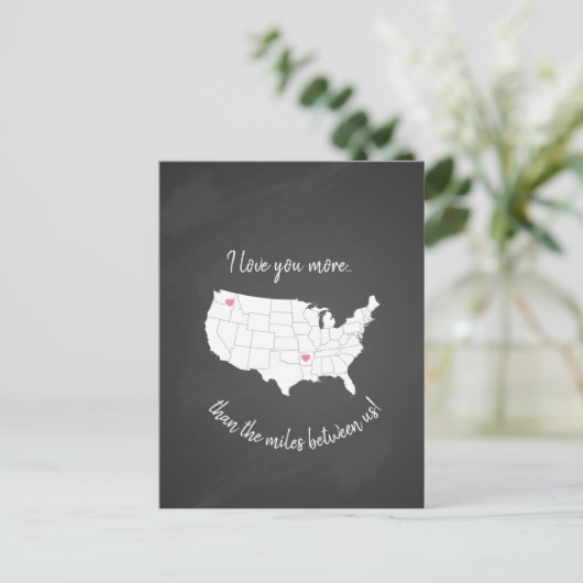 アメリカ私は私たちの間のマイル以上にあなたを愛 ポストカード (スタンド正面)