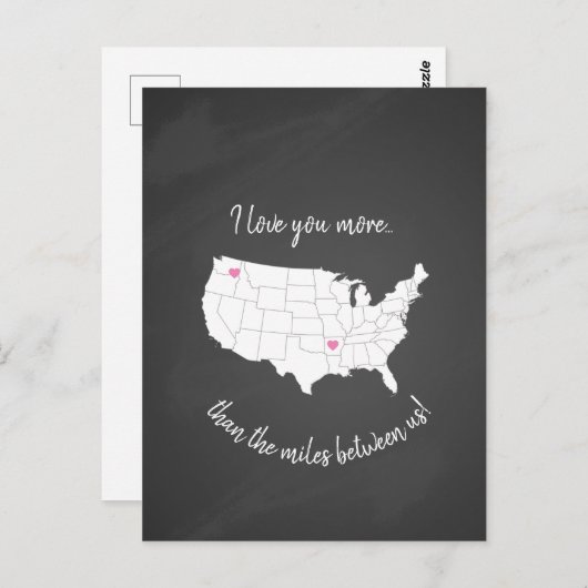 アメリカ私は私たちの間のマイル以上にあなたを愛 ポストカード (正面/裏面)