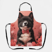 アメリカ秋田とバラ – バレンタインデー エプロン (正面)