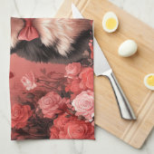 アメリカ秋田とバラ – バレンタインデー キッチンタオル (四つ折り)