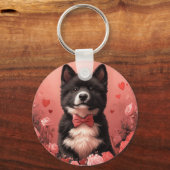 アメリカ秋田とバラ – バレンタインデー キーホルダー (裏面)