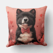 アメリカ秋田とバラ – バレンタインデー クッション (裏面)