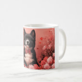 アメリカ秋田とバラ – バレンタインデー コーヒーマグカップ (正面右)
