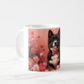 アメリカ秋田とバラ – バレンタインデー コーヒーマグカップ (正面左)